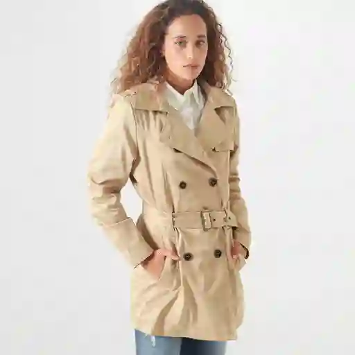Chaqueta Tipo Gabardina Manga Larga Cuello Café Talla M 719605