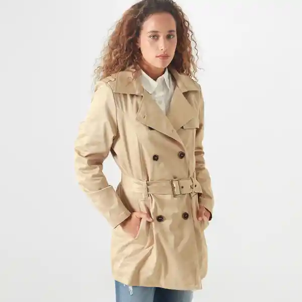 Chaqueta Tipo Gabardina Manga Larga Cuello Café Talla M 719605