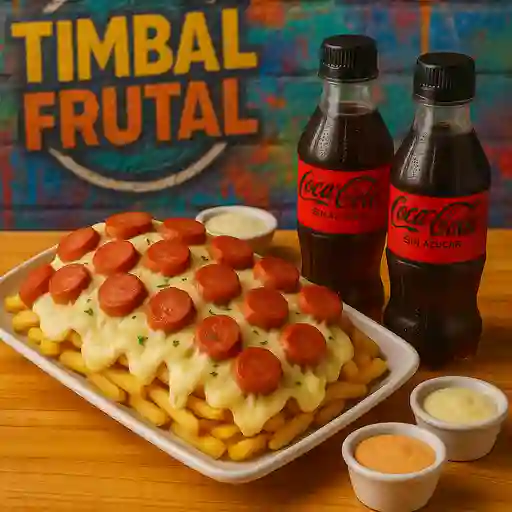 Salchipapa para dos + 2x coca-cola 250ml