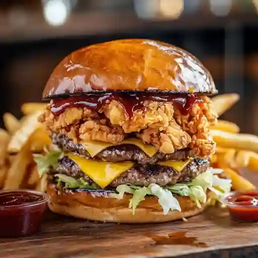 Hamburguesa carne y pollo