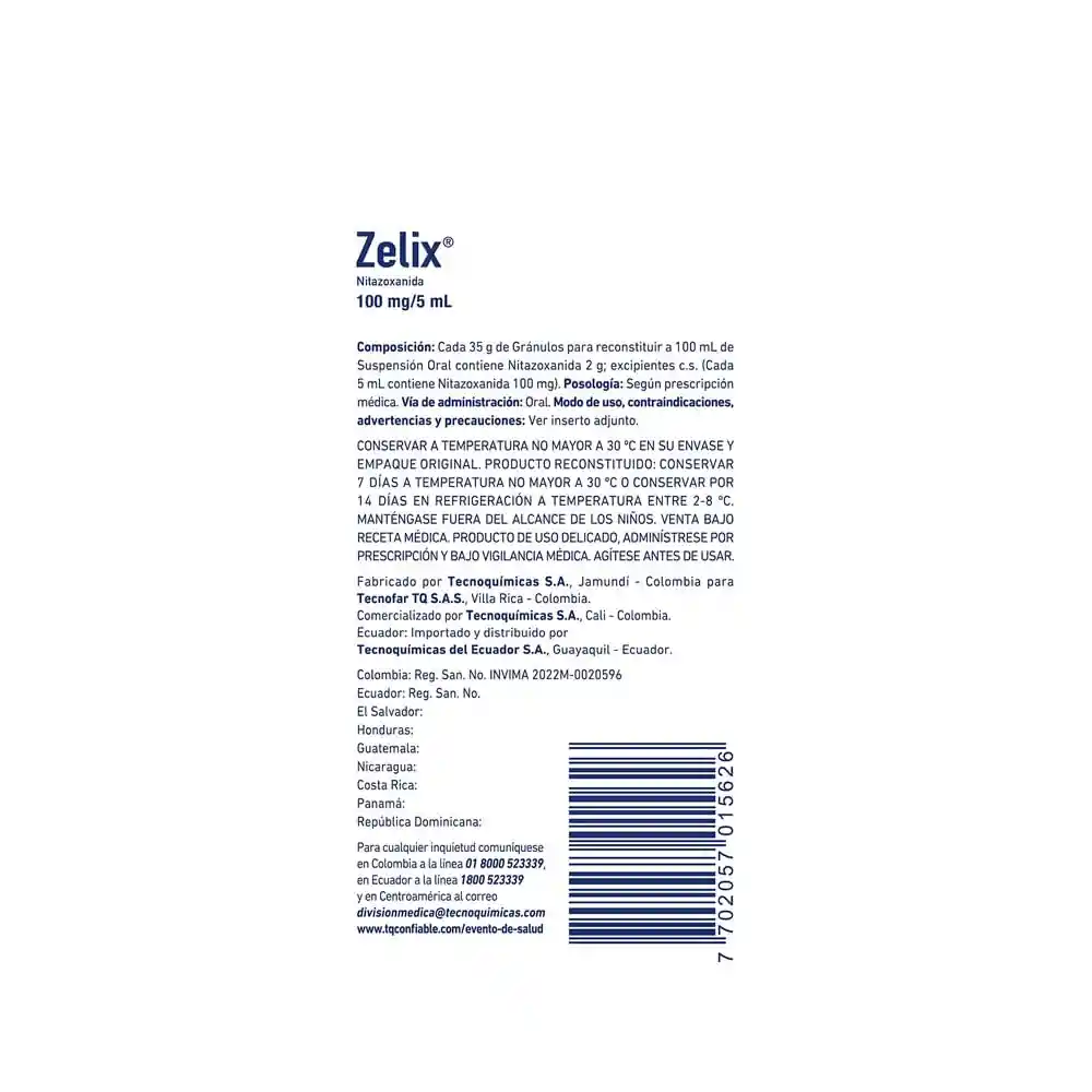 Zelix Gránulos para Suspensión Oral (100 mg)