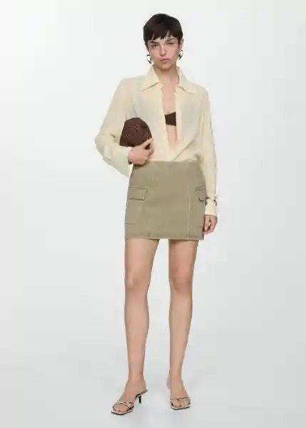 Falda Cargo Khaki Talla L Mujer Mango