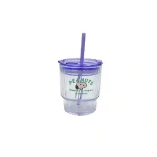 Botella Vidrio Pitillo Serie Snoopy Colorful 400 mL Miniso