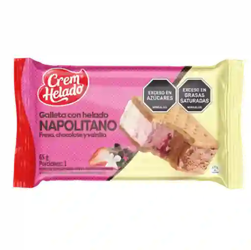 Crem Helado Galleta con Helado Sabor Napolitano 