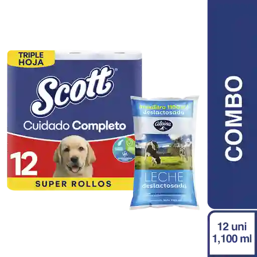 Combo 1 Papel Higiénico Scott+Alpina Deslactosada Semidescremada