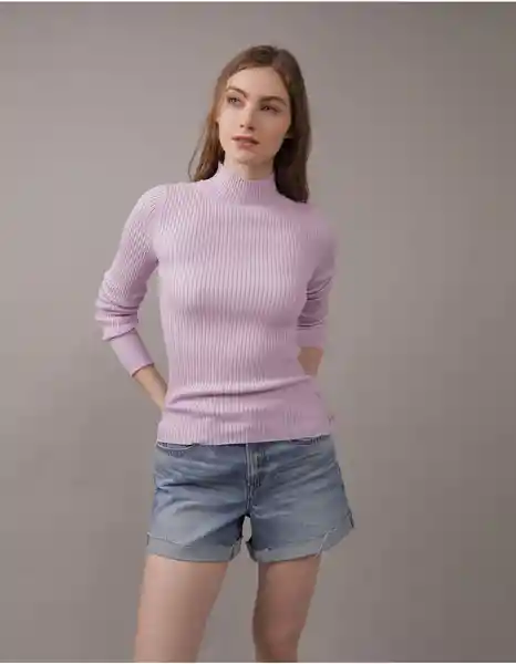 Suéter Tejido Mujer Morado Talla X-SMALL American Eagle