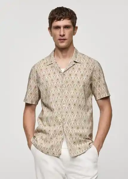 Camisa Matera Beige Talla M Hombre Mango