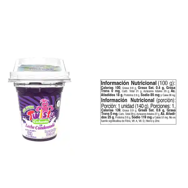 Gelatina Twisty Uva Con Leche Condensada x 140 g