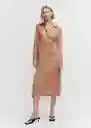 Vestido Chiffe-a Marrón Talla S Mujer Mango