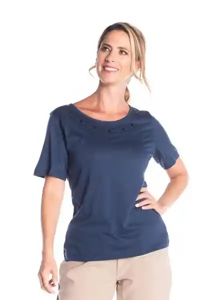 Bluss Camiseta Manga Corta Con Brillos Azul Talla L