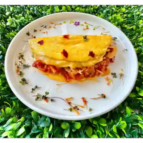 Omelette con Tomate Horneado, Cebolla