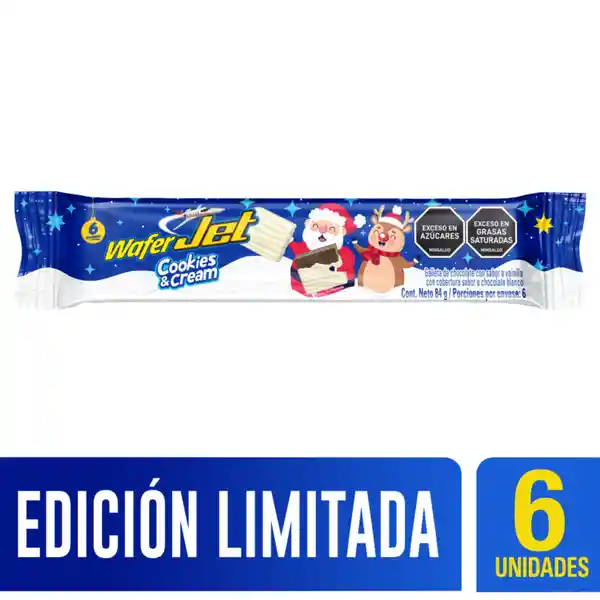 Jet Golosina Wafer Cuadrada Cookies & Cream 14 g x 6 Und