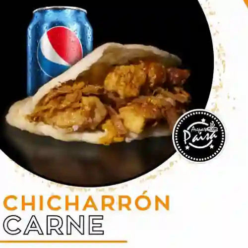 Arepa Chicharron Carne + Bebida