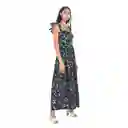 Vestido Floral Liso Negro Talla S