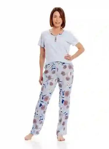 Pijama Camiseta en Punto Plon Lar Mujer Azul S Bronzini Woman