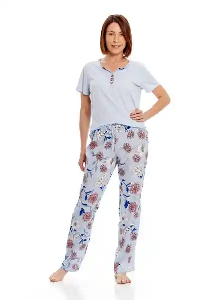 Pijama Camiseta en Punto Plon Lar Mujer Azul S Bronzini Woman