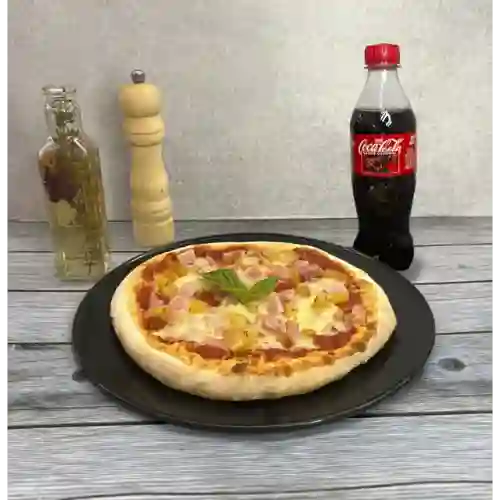 Pizza hawaiana + coca-cola 400 ml