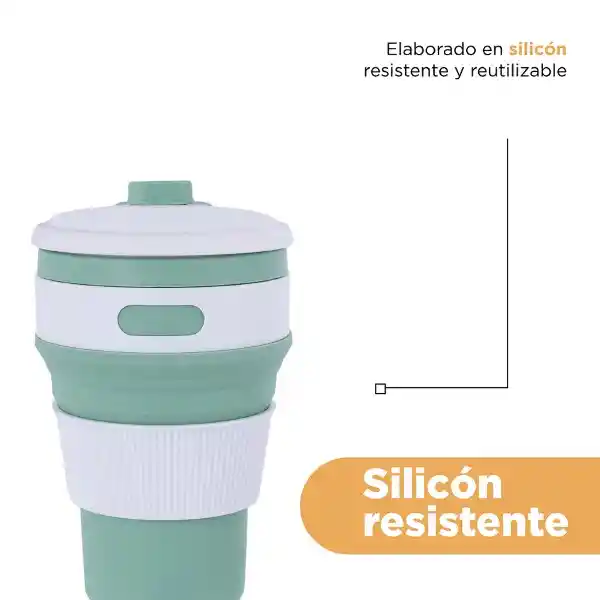 Vaso Plástico Plegable de Silicona de Verde 350 mL Serie Miniso