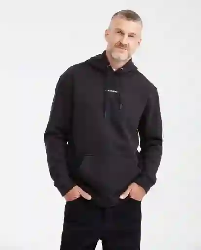 Buzo Hoodie Basic Negro Sombrio Ultraoscuro Talla L Chevignon