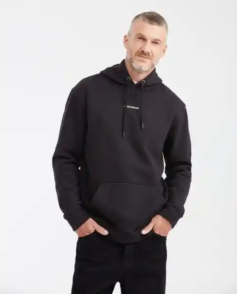 Buzo Hoodie Basic Negro Sombrio Ultraoscuro Talla L Chevignon