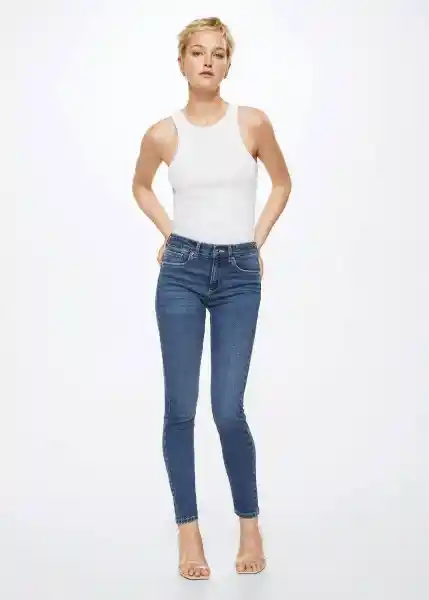 Jeans Pushup Tejano Oscuro Talla 52 Mujer Mango