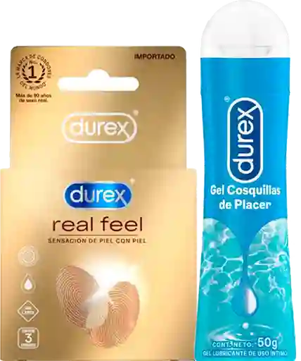 Combo Durex Condon Real Feel + Durex Gel Lubricante Cosquillas