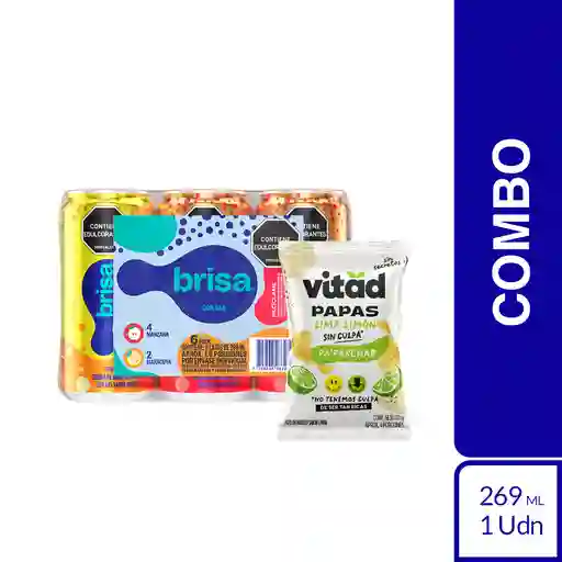 Combo Brisa Agua Saborizada Surtida 6 Und + Vitad Papas Limón