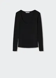 Camiseta Lilopi Negro Talla L Mujer Mango