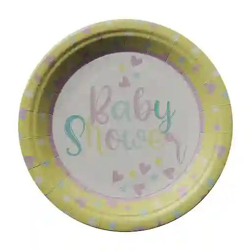 Platos 7 Pulgadas Biodegradables X 8 Unds Fiesta Baby Shower