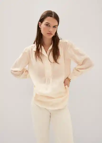 Blusa Aoza Rosa Pastel Talla L Mujer Mango