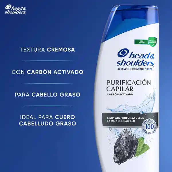 Shampoo Head Shoulders Purificacion Capilar Carbon Activado Control Caspa Champu Head and Shoulders 180 ml