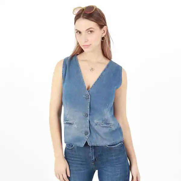 Chaleco Cuello V Manga Sisa Azul Talla S 690799