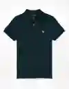 American Eagle Camisa Polo Botones Slim Fit Llave Aqua T X-Small