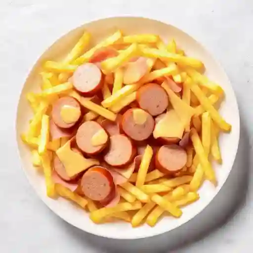 SALCHIPAPA CON JAMÓN Y QUESO