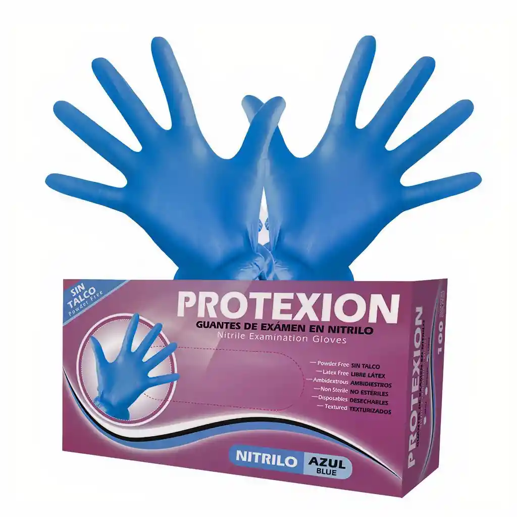 Protexion Guantes de Examen en Nitrilo Azul