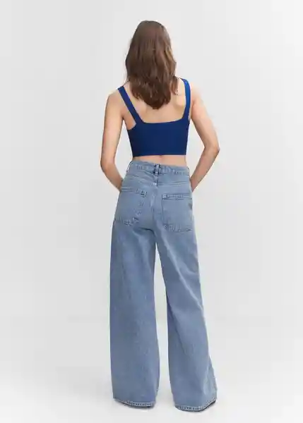 Top Eva Azul Talla L Mujer Mango