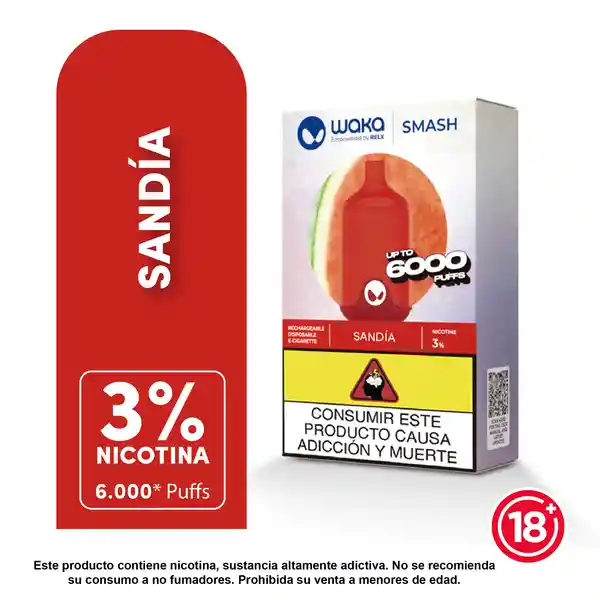 WAKA Smash Vape Watermelon Chill 3% 6.000 puffs