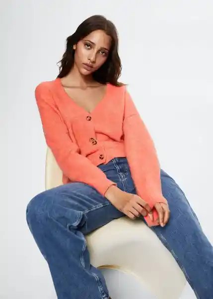 Cardigan Bonito Naranja Talla M Mujer Mango