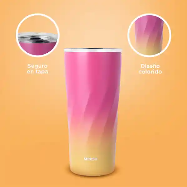 Vaso de Acero Rosa y Amarillo 600 mL Miniso