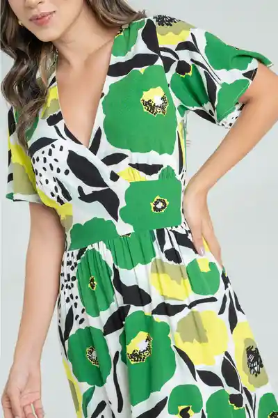 Vestido Flowy Color Verde Pasto Talla M Ragged