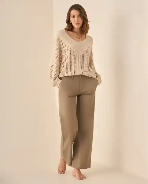 Pantalón Beige Taupe Medio Talla 8 633G013 Esprit