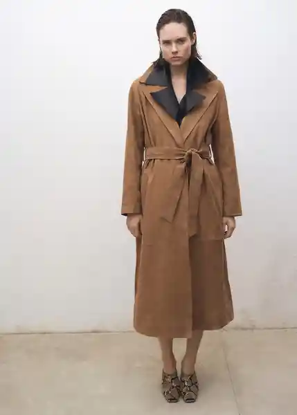 Abrigo Trench West Camel Talla M Mujer Mango