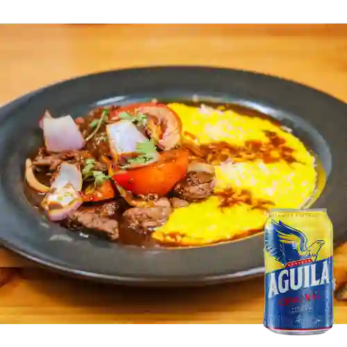 Combo Risotto Huancaína c/ Lomo Saltado + Aguila Orig Lta 330ml