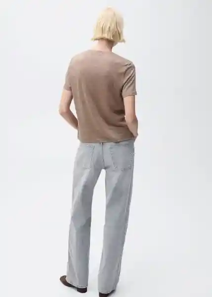 Camiseta Linito Taupe Talla M Mujer Mango