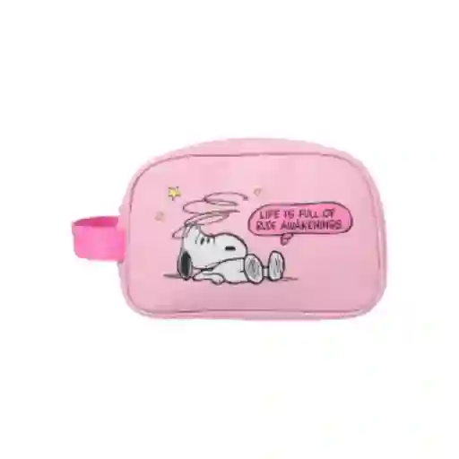Cosmetiquera Con Asa Serie Snoopy Colorful Vintage Rosa Miniso