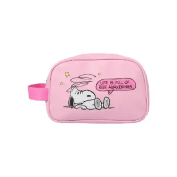Cosmetiquera Con Asa Serie Snoopy Colorful Vintage Rosa Miniso