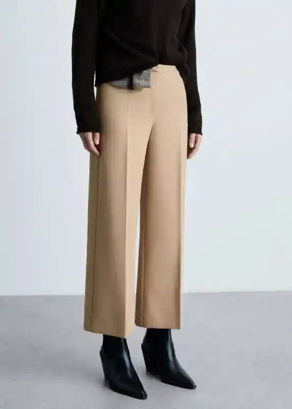 Pantalón Nina Beige Talla 40 Mujer Mango