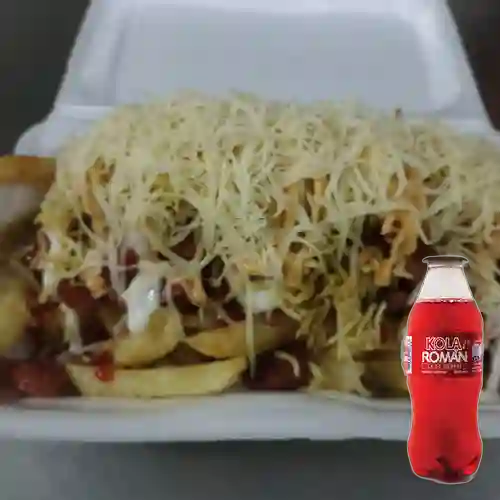 Salchipapa Personal Queso Paipa +Kola Román Org 250ml