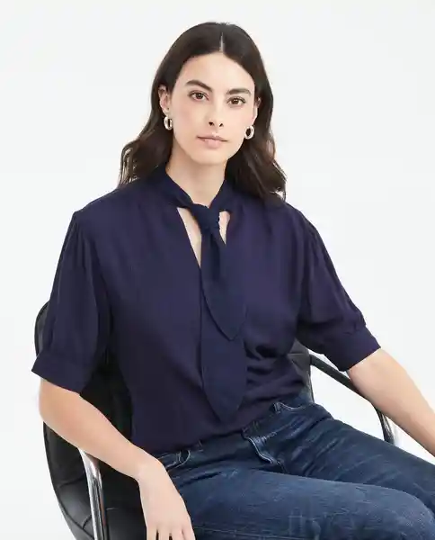 Camisa Blouse Azul Medianoche Ultraoscuro Talla S Chevignon