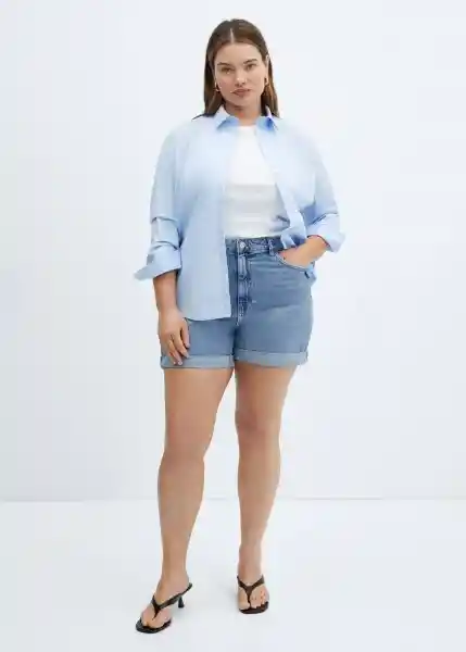 Short Mom80 Tejano Medio Talla 36 Mujer Mango